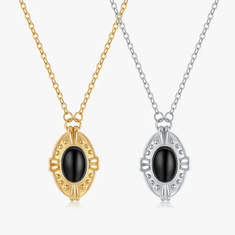 Vintage Inspired Black Agate Necklace sold by Flaire & Co.