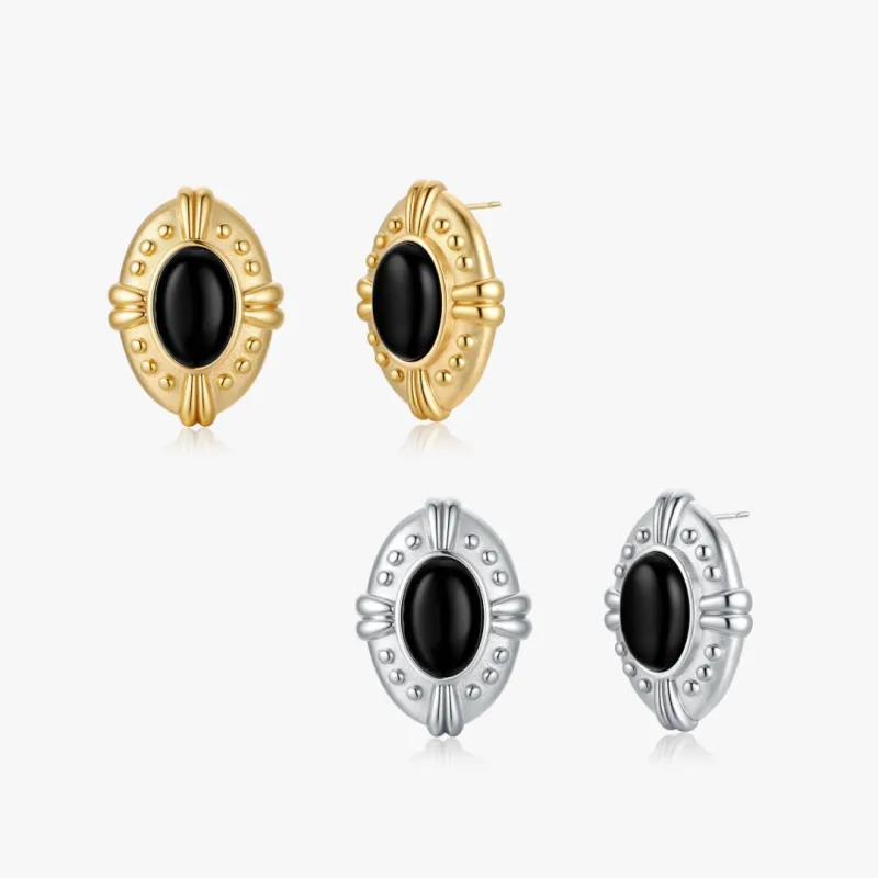 Vintage Inspired Black Agate Earrings sold by Flaire & Co.