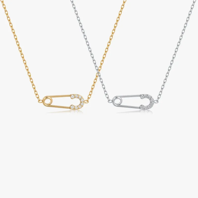 Pave Safety Pin Necklace sold by Flaire & Co.