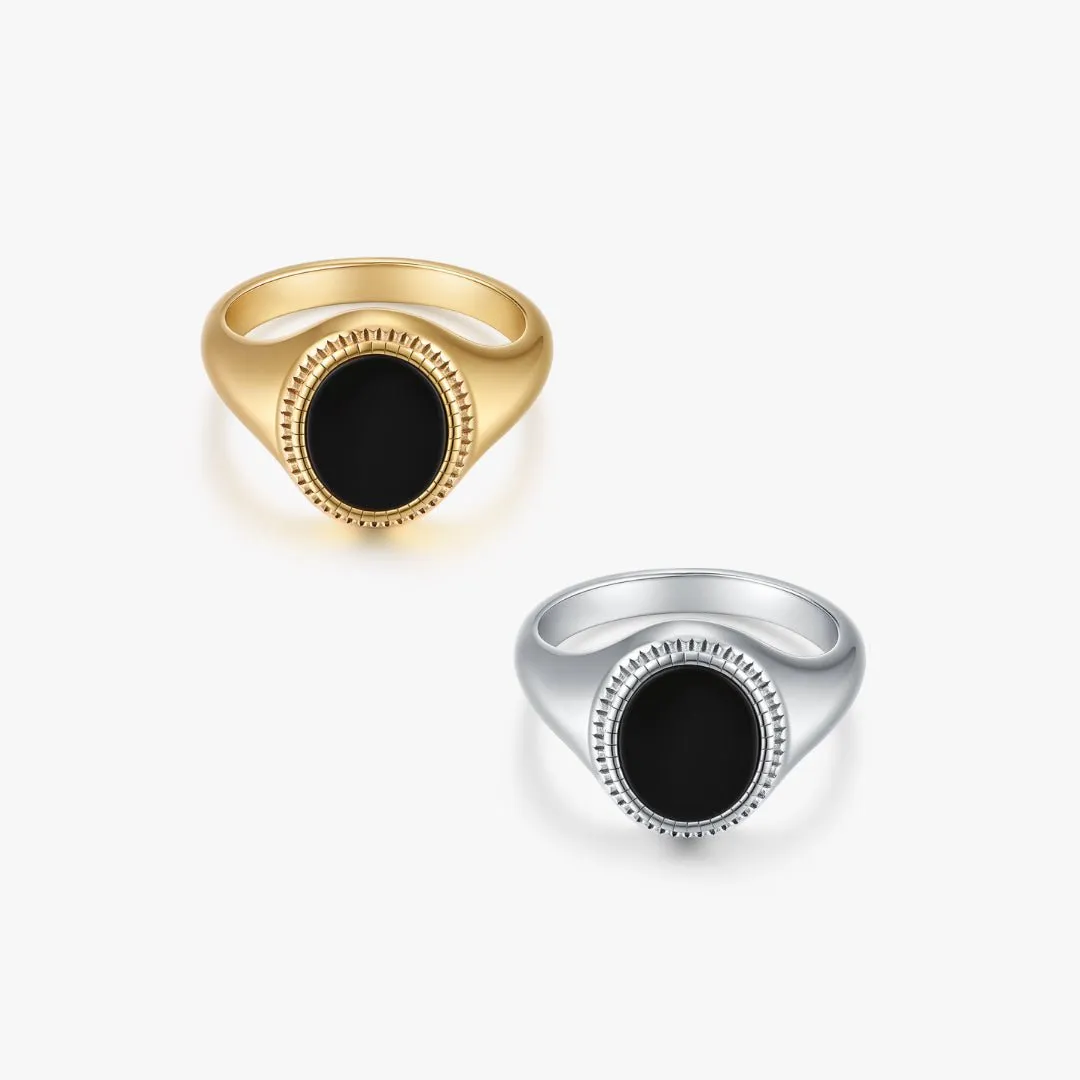 Black Agate Oval Signet Ring sold by Flaire & Co.