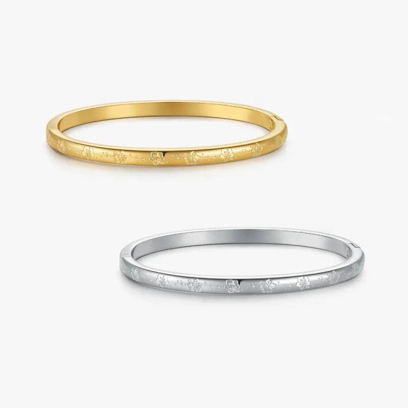 Hibiscus Stacker Cuff Bangle Bracelet sold by Flaire & Co.