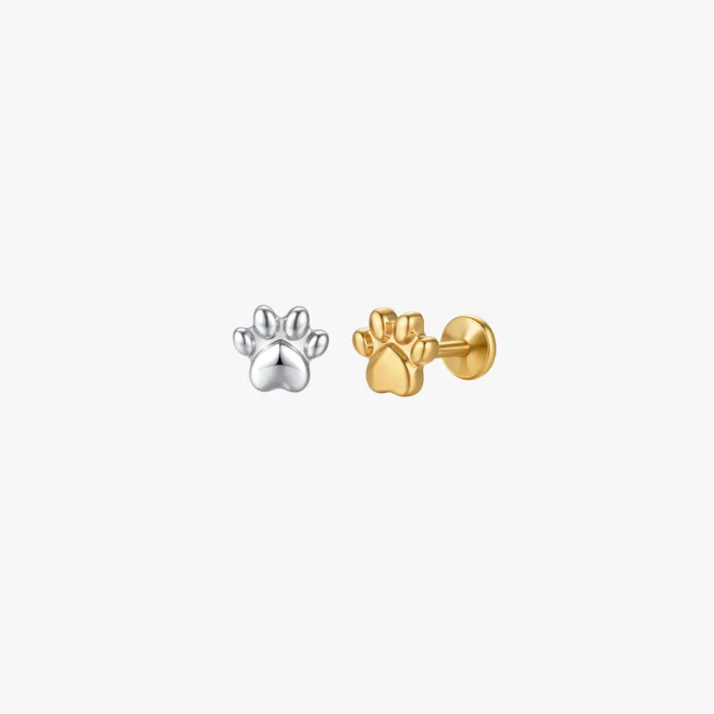 Paw Titanium Flat Back Stud (Single) (Pawsitive Change Collection) sold by Flaire & Co.