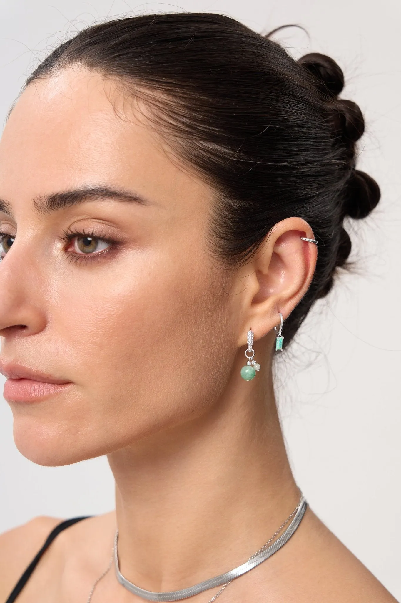 Pave Double Jade Earrings sold by Flaire & Co. product image thumbnail 2