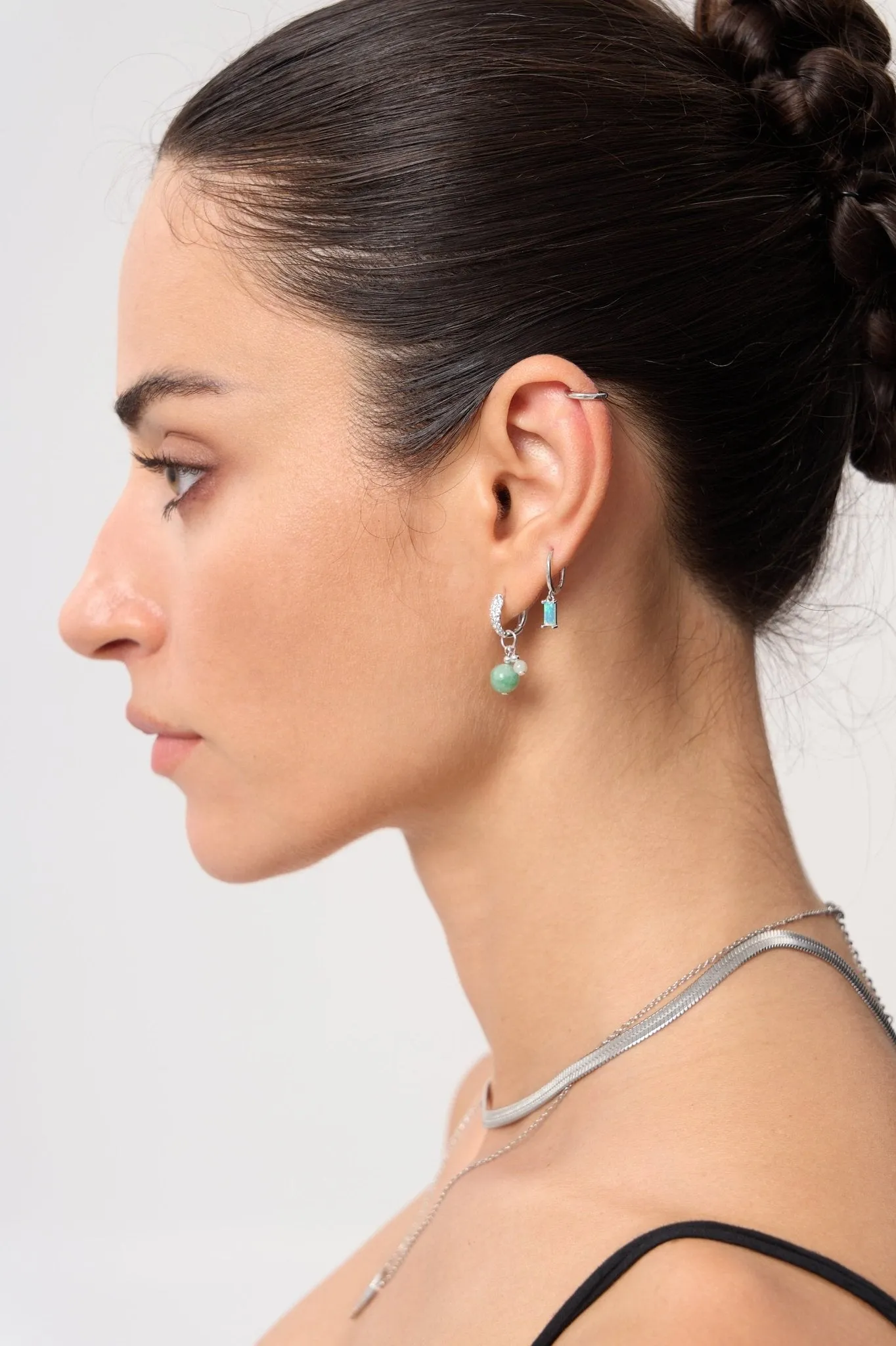 Pave Double Jade Earrings sold by Flaire & Co. product image thumbnail 3