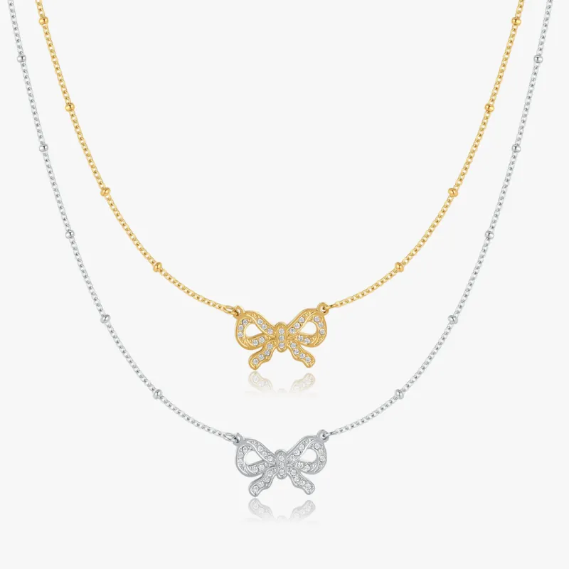 Pave Bow Necklace sold by Flaire & Co.