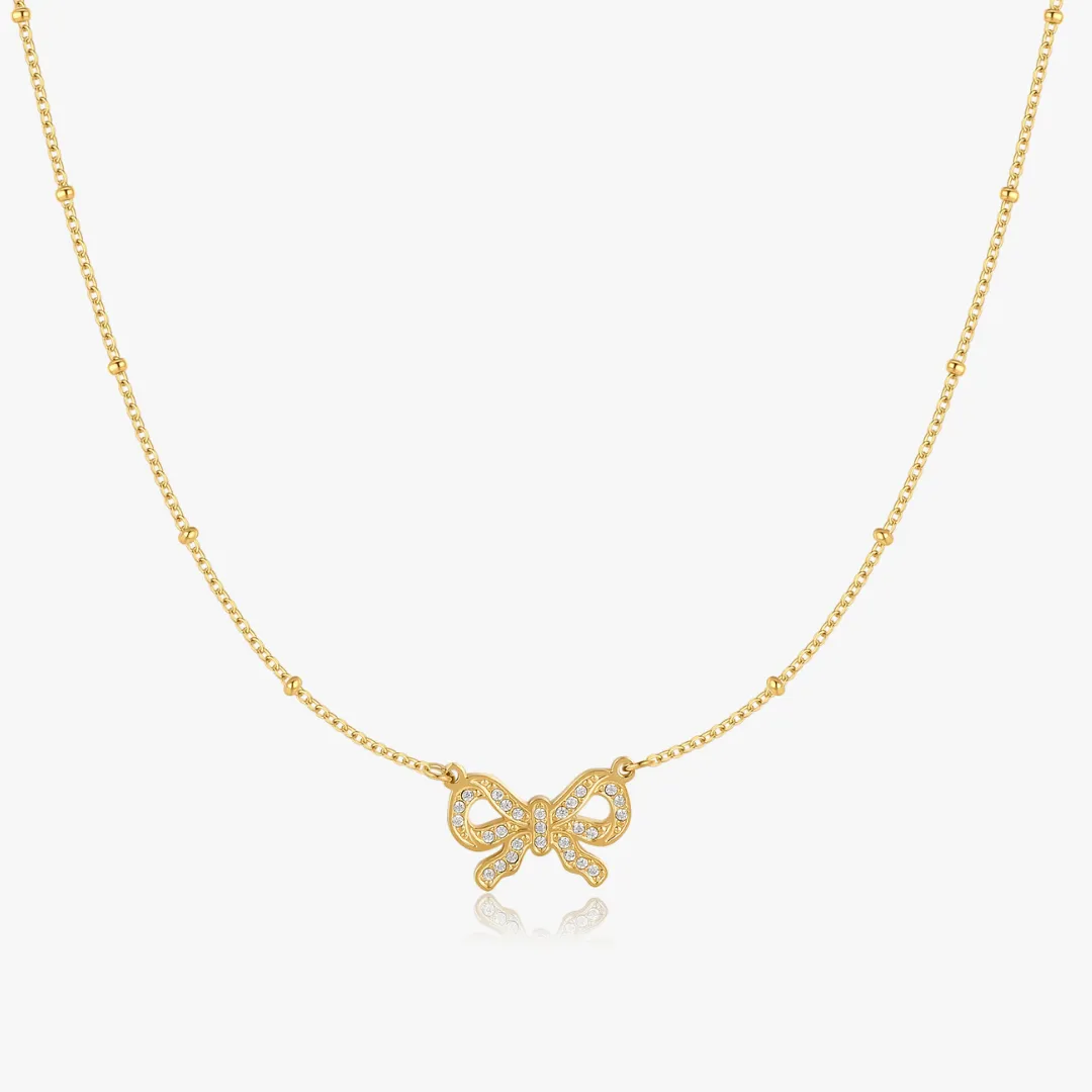 Pave Bow Necklace sold by Flaire & Co. product image thumbnail 3
