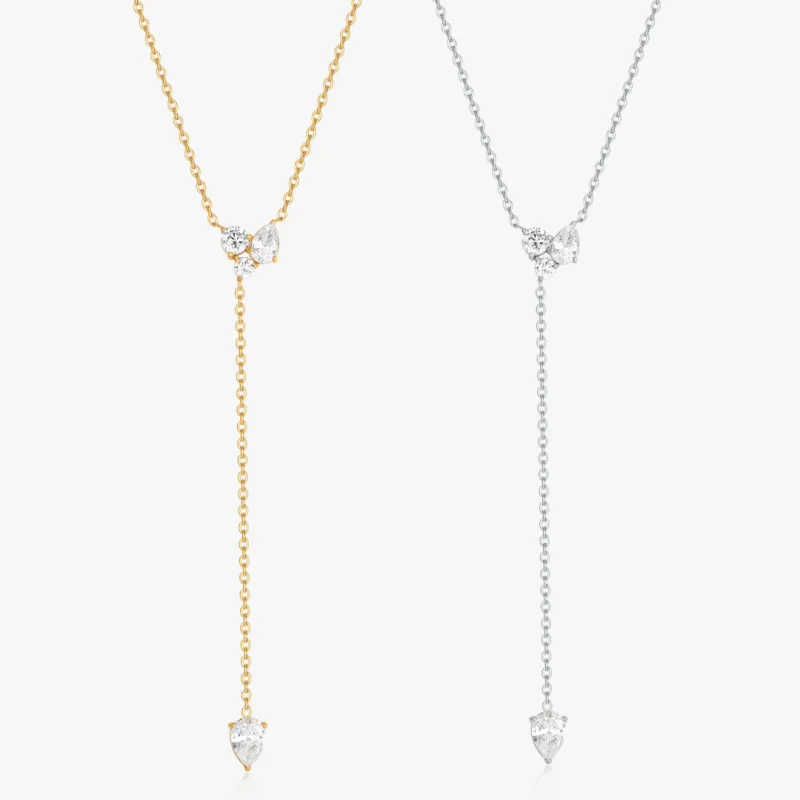 Lariat Cluster Gems Necklace sold by Flaire & Co.