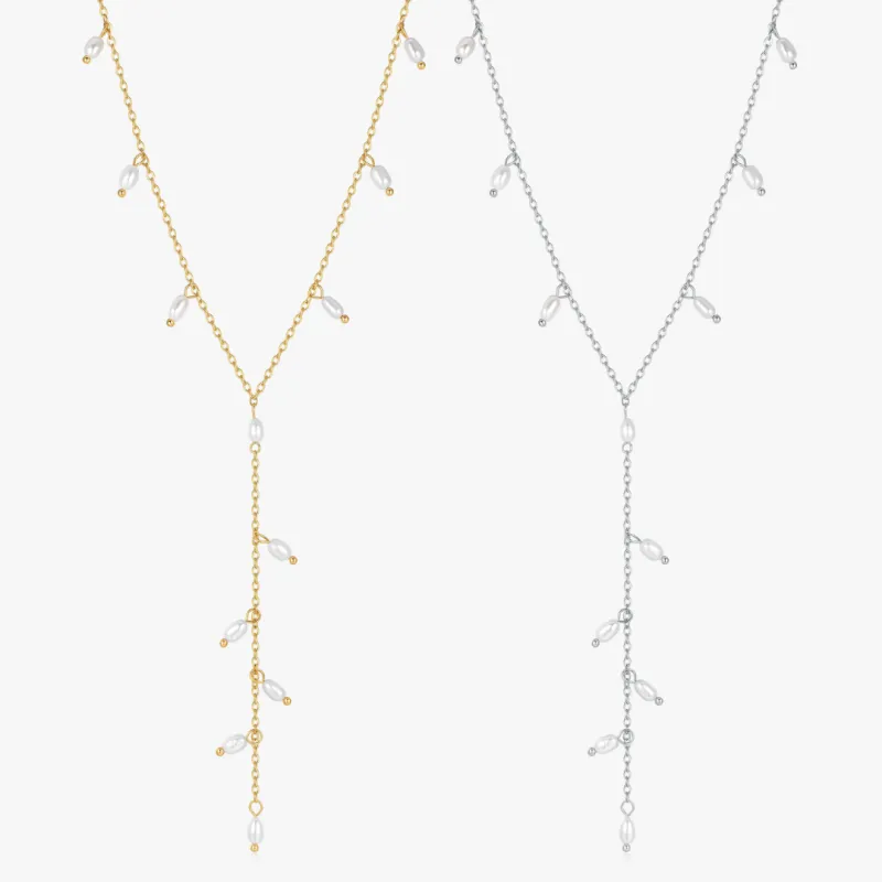 Lariat Mini Pearls Necklace sold by Flaire & Co.