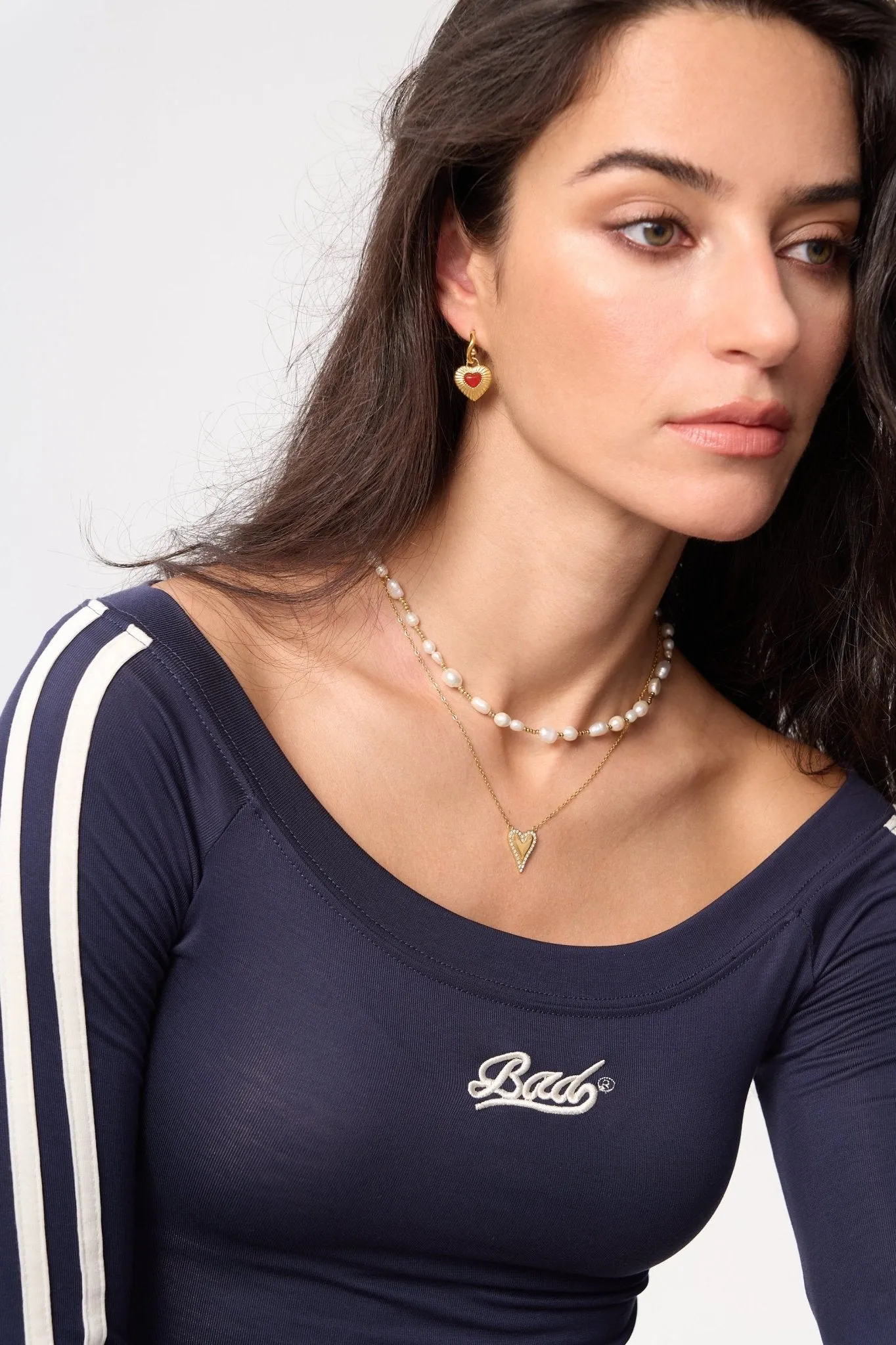 Pave Long Heart Necklace sold by Flaire & Co. product image thumbnail 5