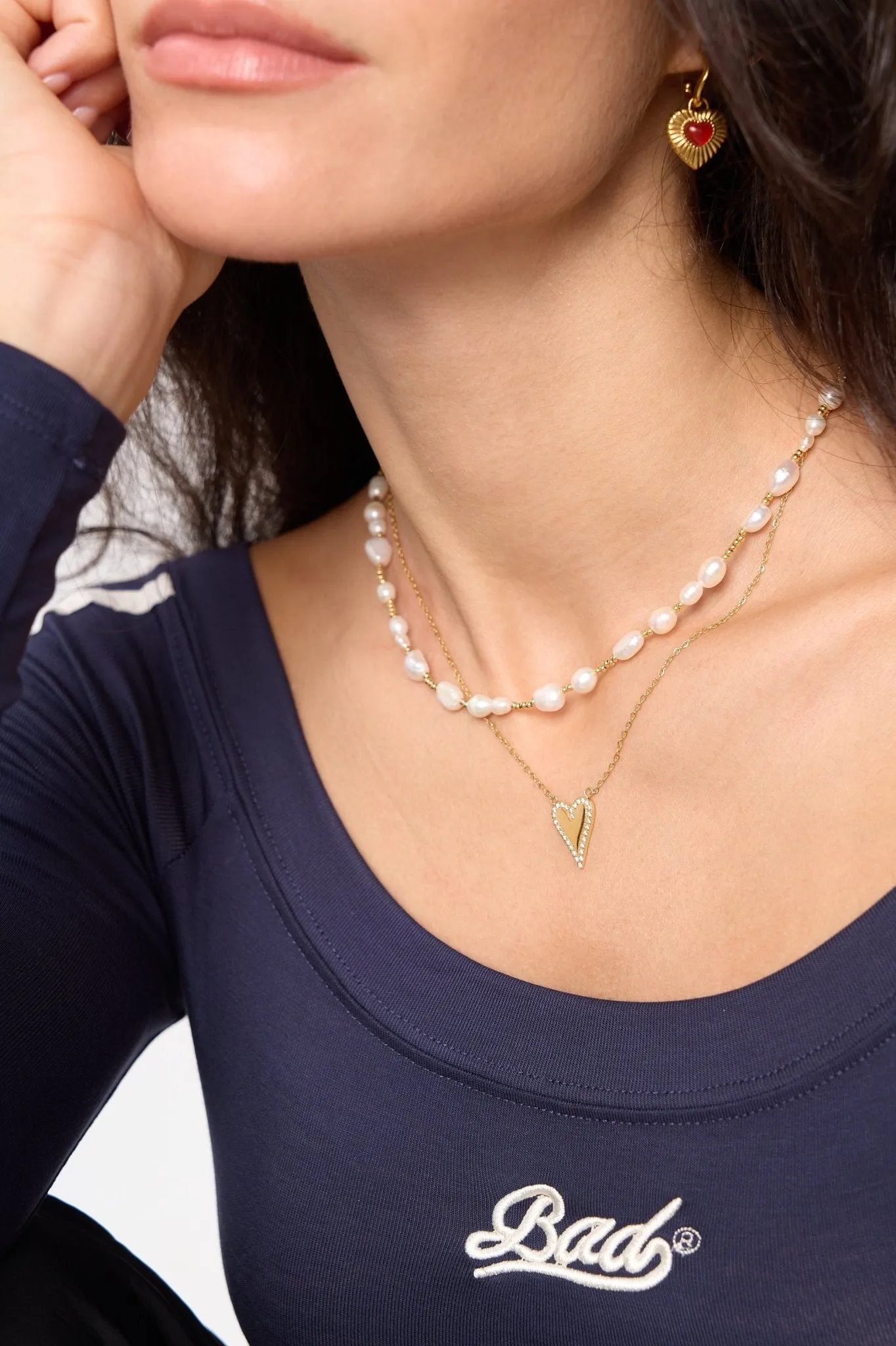 Pave Long Heart Necklace sold by Flaire & Co. product image thumbnail 2