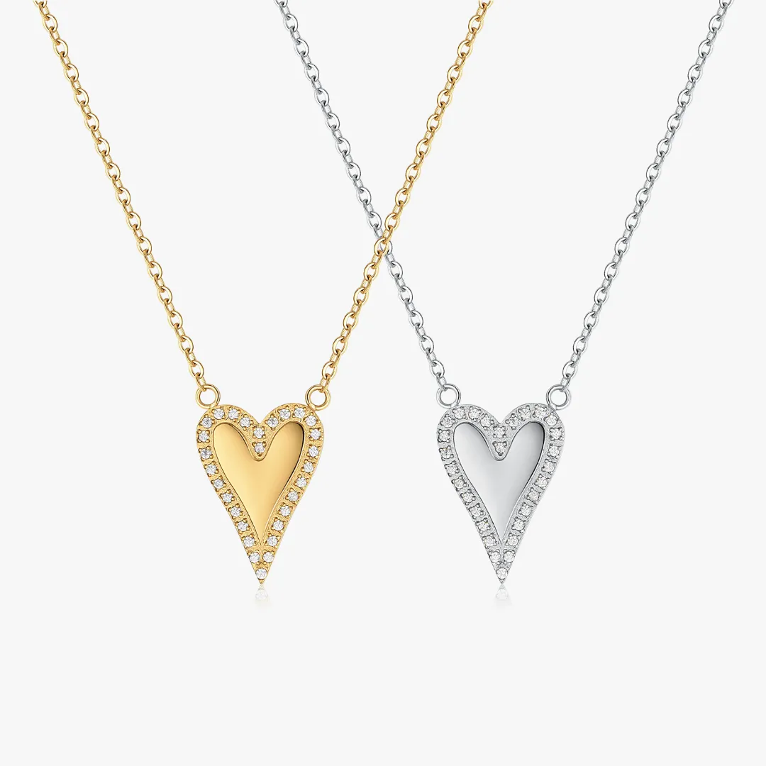 Pave Long Heart Necklace sold by Flaire & Co.