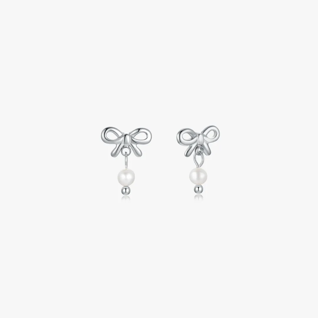 Mini Bow Earrings With Pearls sold by Flaire & Co. product image thumbnail 4