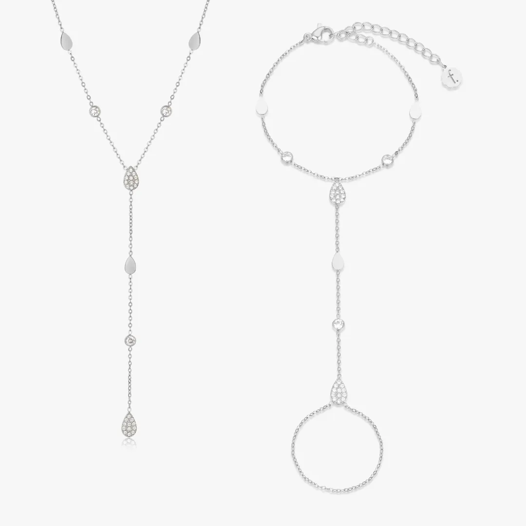 Tear Drop CZ Bundle in Silver sold by Flaire & Co.