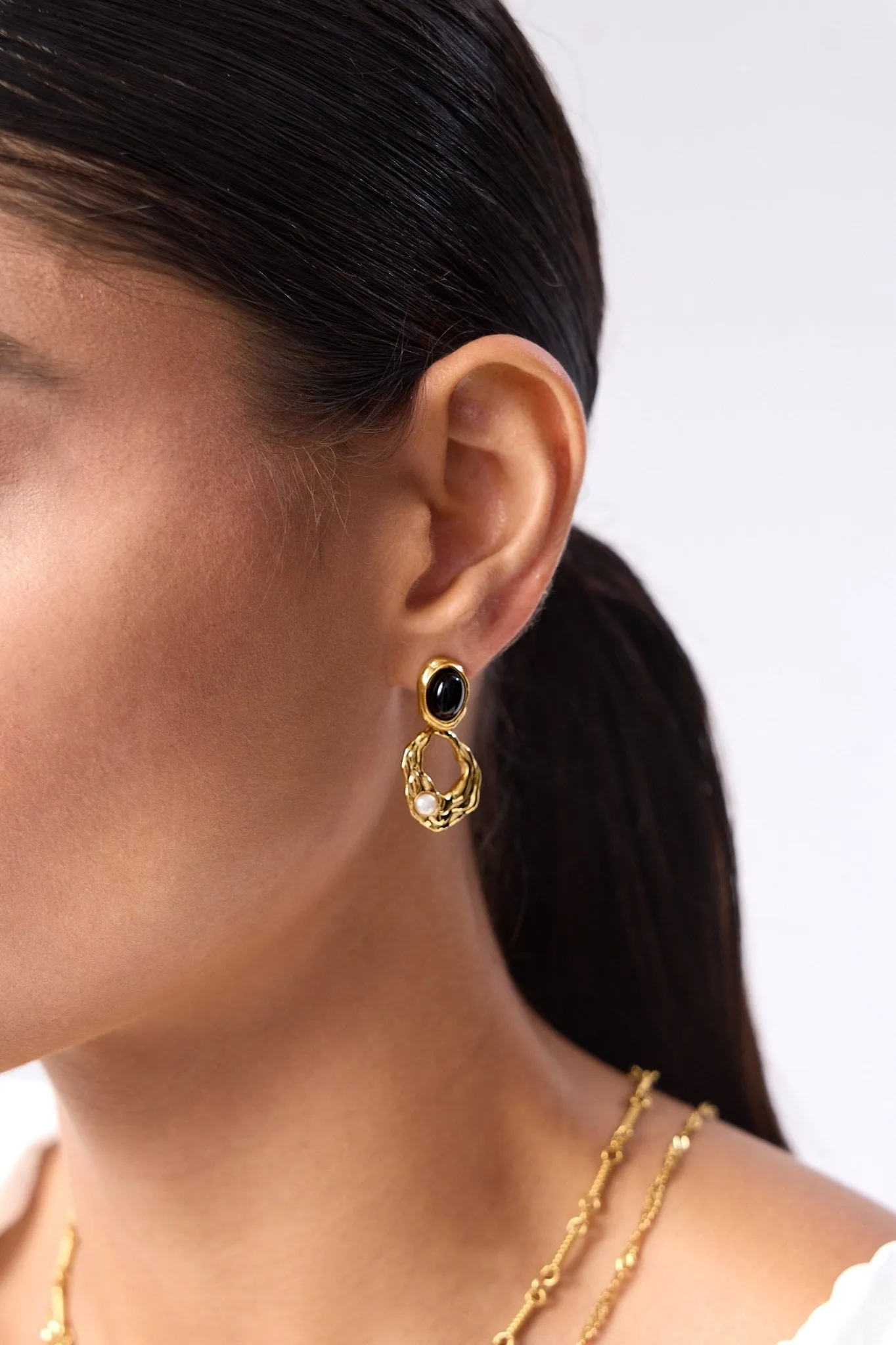 Kaia Molten Drop Earrings With Pearl sold by Flaire & Co. product image thumbnail 2