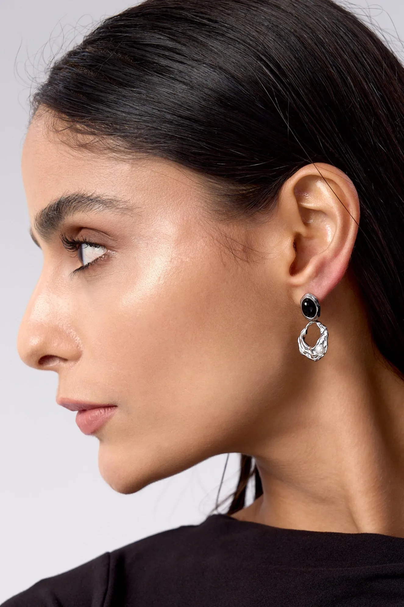 Kaia Molten Drop Earrings With Pearl sold by Flaire & Co. product image thumbnail 4