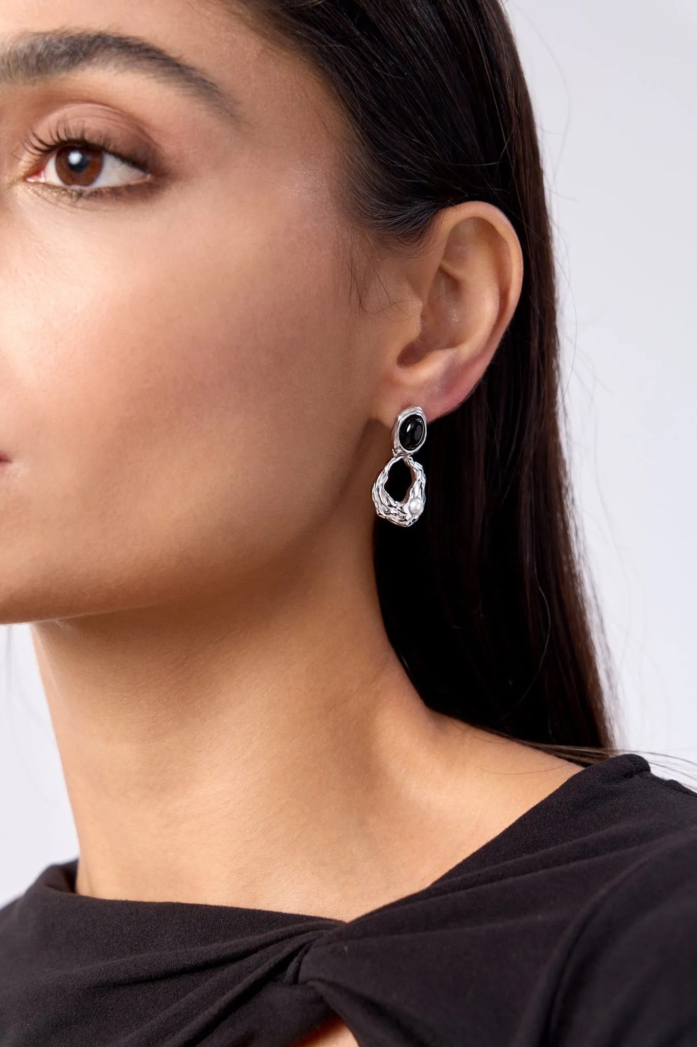 Kaia Molten Drop Earrings With Pearl sold by Flaire & Co. product image thumbnail 3
