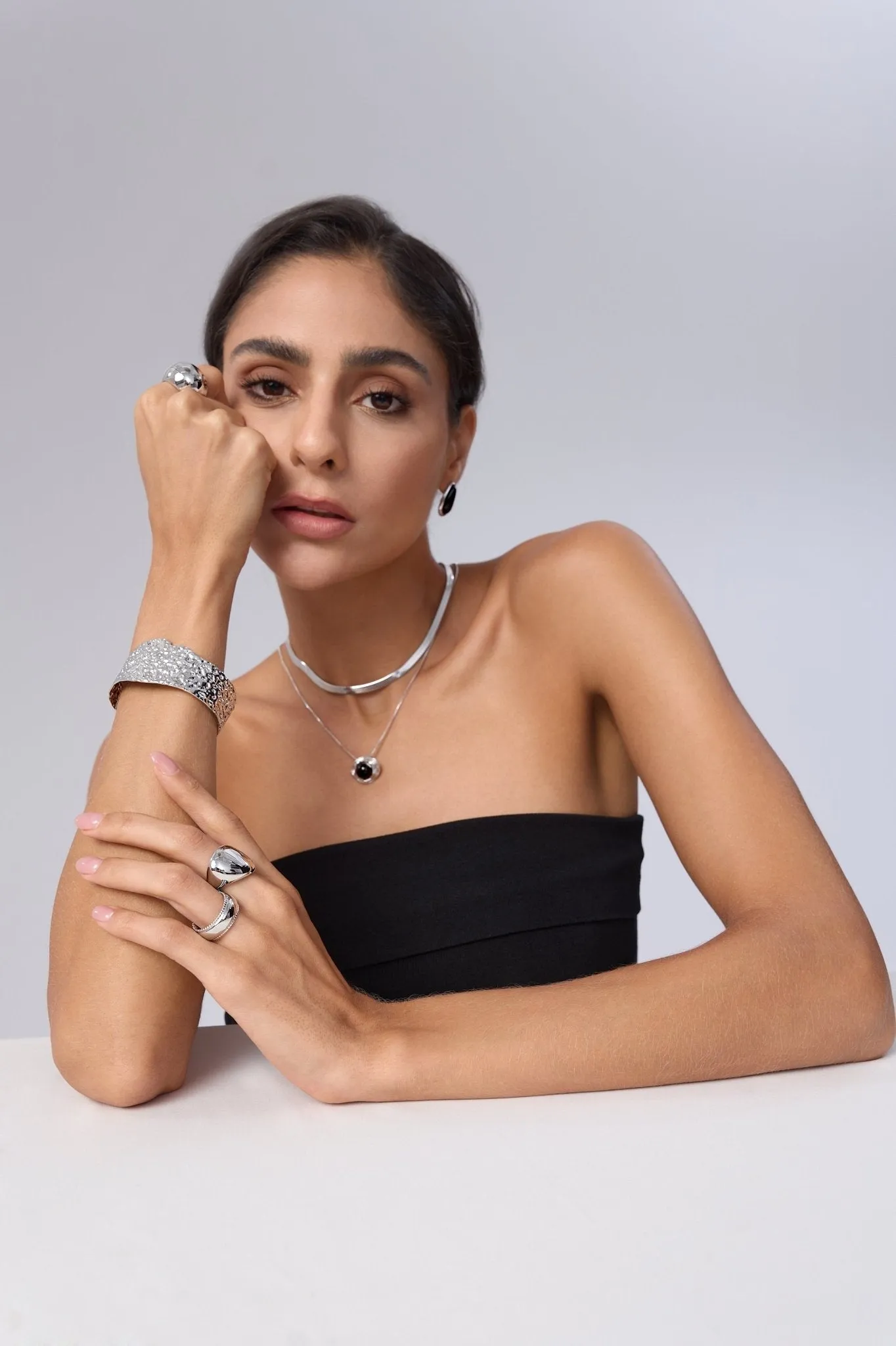 Thea Black Gem Necklace sold by Flaire & Co. product image thumbnail 5