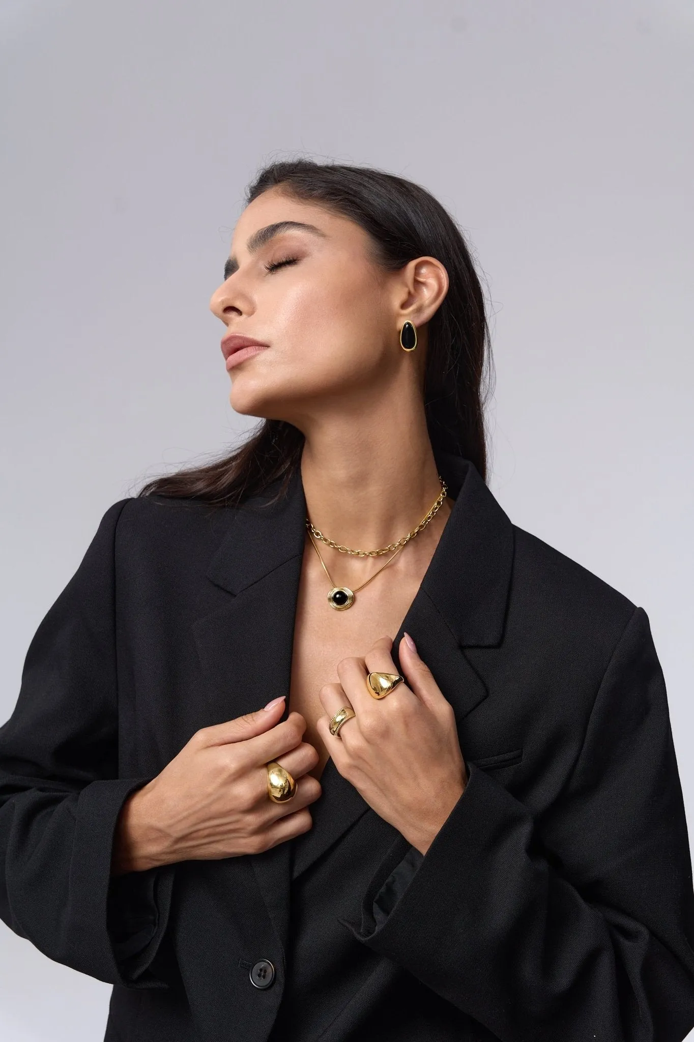 Thea Black Gem Necklace sold by Flaire & Co. product image thumbnail 4