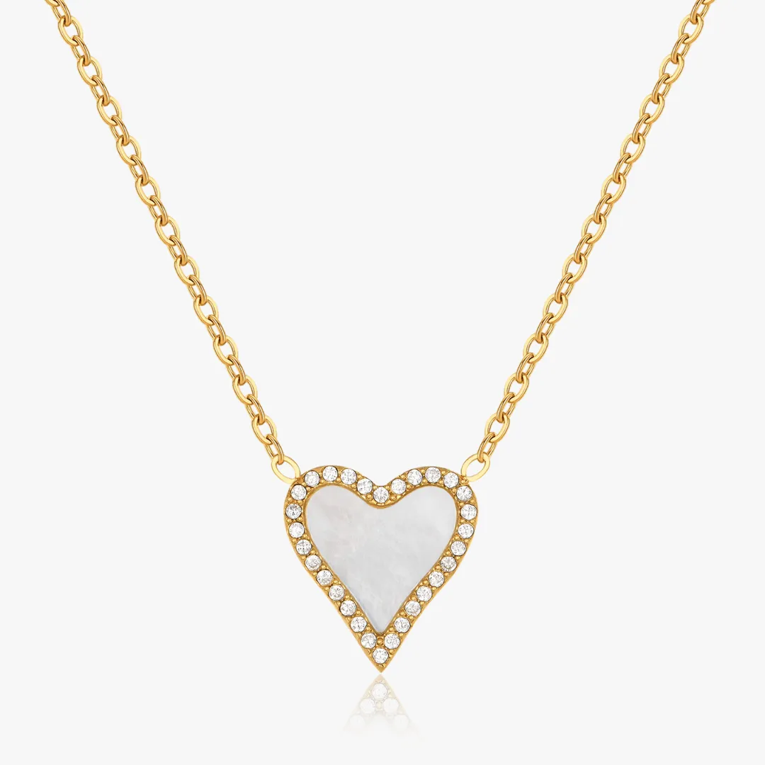 Pave Mother of Pearl Heart Necklace sold by Flaire & Co. product image thumbnail 5