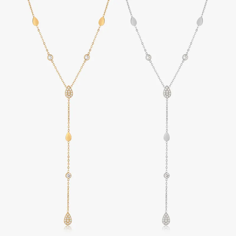 Tear Drop CZ Lariat Necklace sold by Flaire & Co.