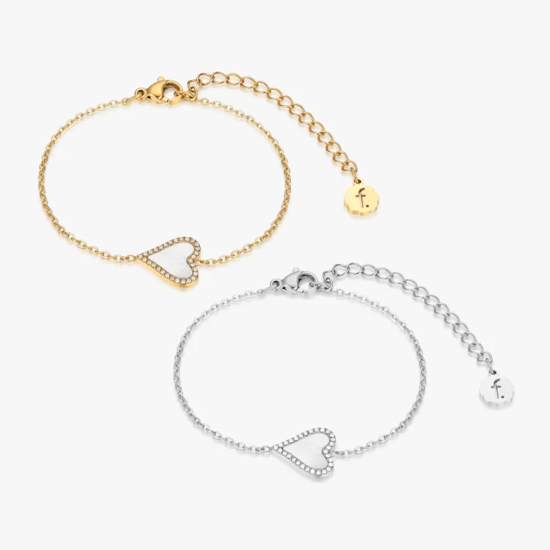 Pave Mother of Pearl Heart Bracelet sold by Flaire & Co.