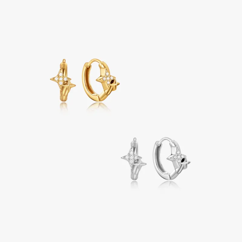 Estelle Double Star Mini Hoops sold by Flaire & Co.