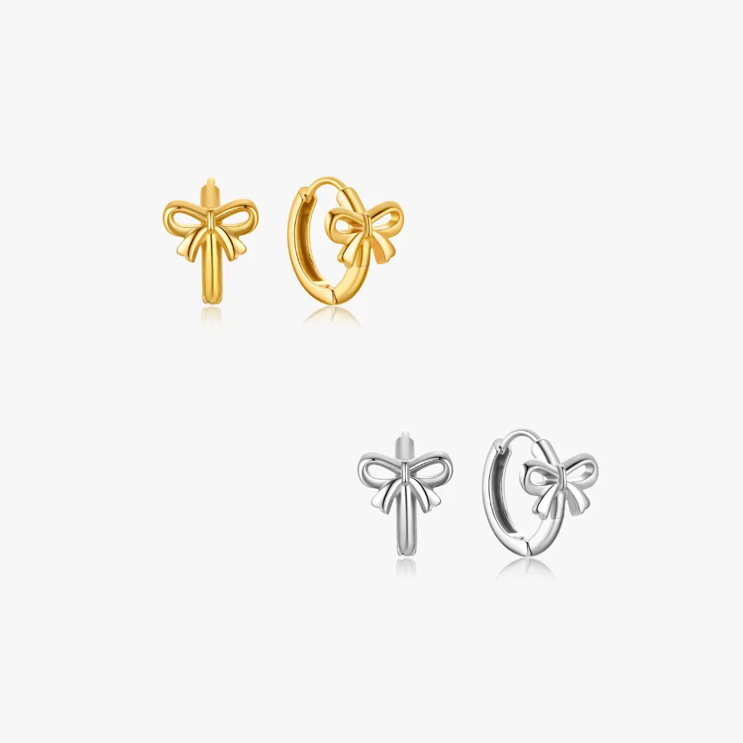 Thalia Bow Mini Hoops sold by Flaire & Co.