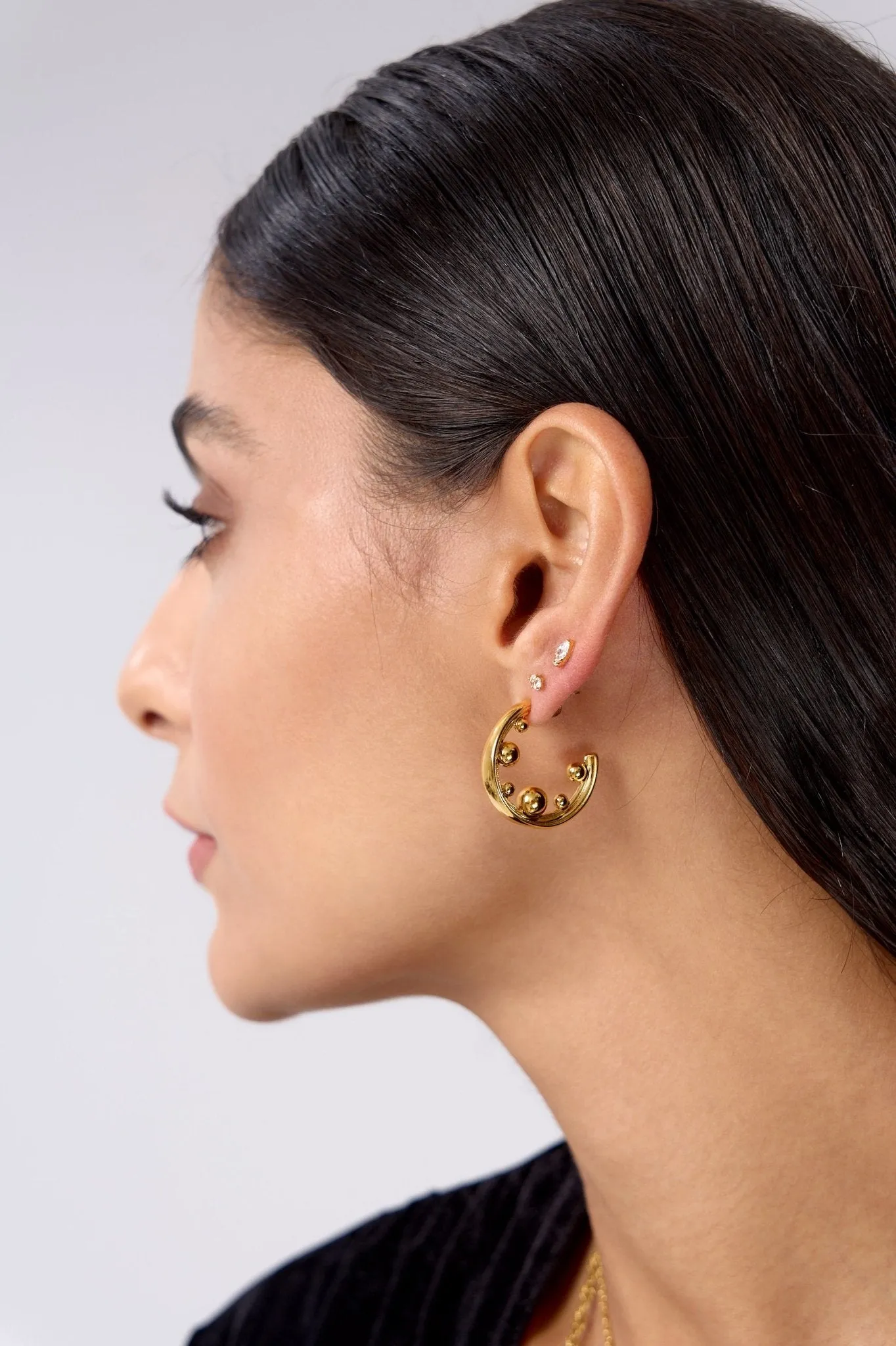 Mira Bold Sphere Hoops sold by Flaire & Co. product image thumbnail 3