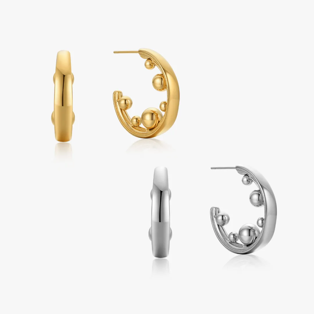 Mira Bold Sphere Hoops sold by Flaire & Co.