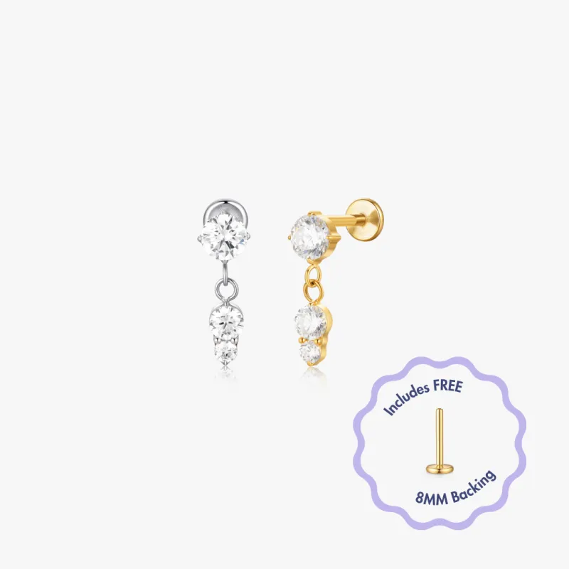 Mia Titanium Flat Back Stud (Single) sold by Flaire & Co.