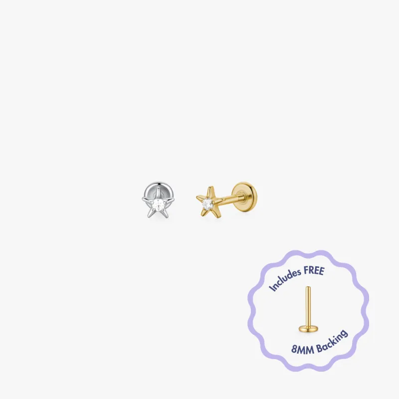 Ellie Star Titanium Flat Back Stud (Single) sold by Flaire & Co.