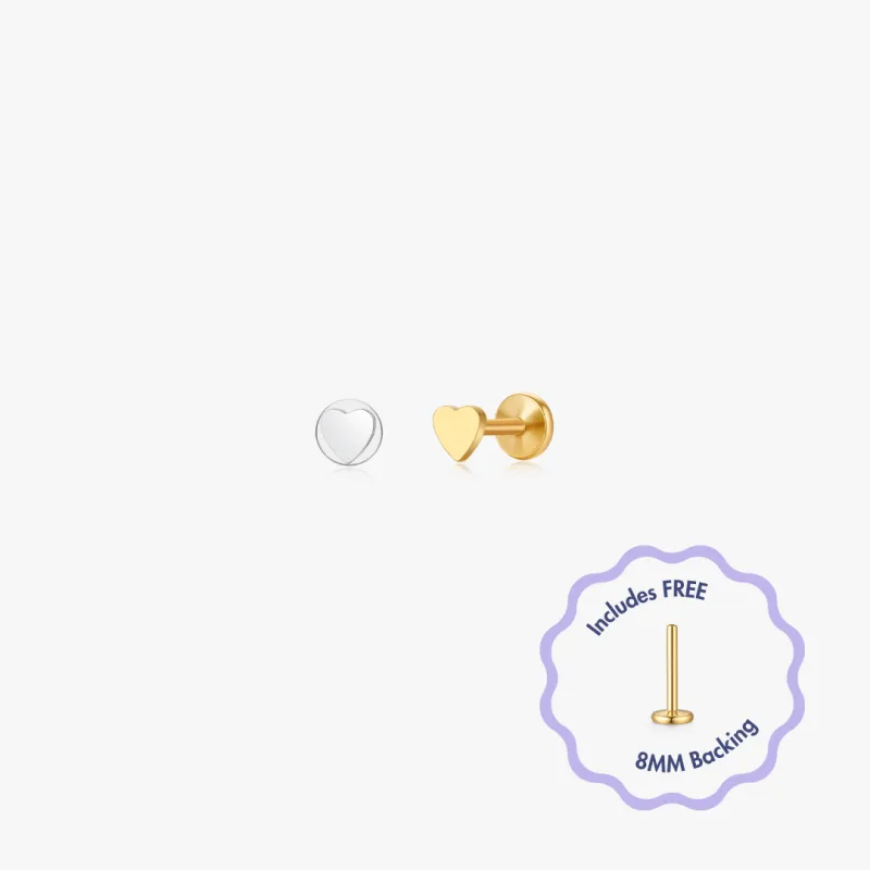 Mini Heart Titanium Flat Back Stud (Single) sold by Flaire & Co.