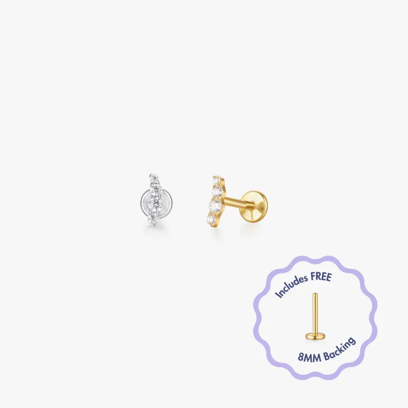 Alina Titanium Flat Back Stud (Single) sold by Flaire & Co.