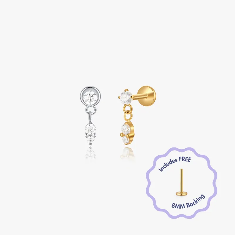 Arden Titanium Flat Back Stud (Single) sold by Flaire & Co.