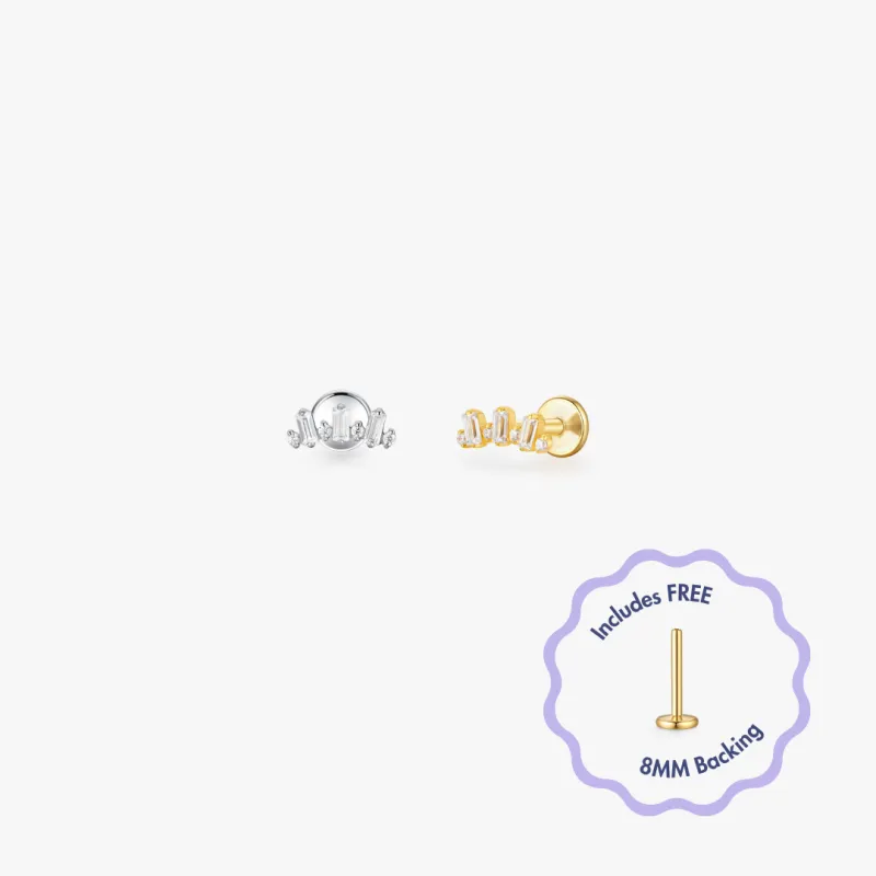 Mini Crown Titanium Flat Back Stud (Single) sold by Flaire & Co.