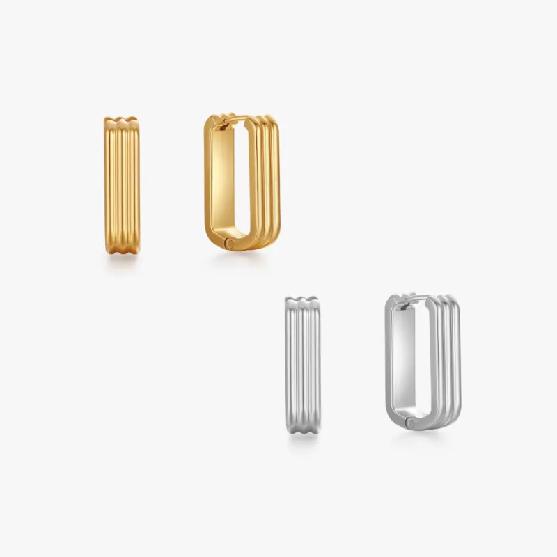 Tessa Rectangle Hoops sold by Flaire & Co.