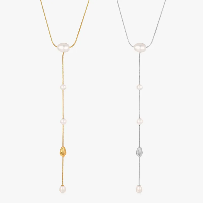 Zoe Lariat Pearl Necklace sold by Flaire & Co.