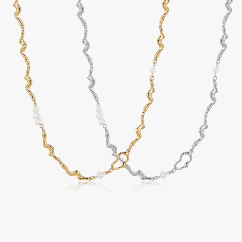 Yara Organic Asymmetrical Pearl Necklace sold by Flaire & Co.