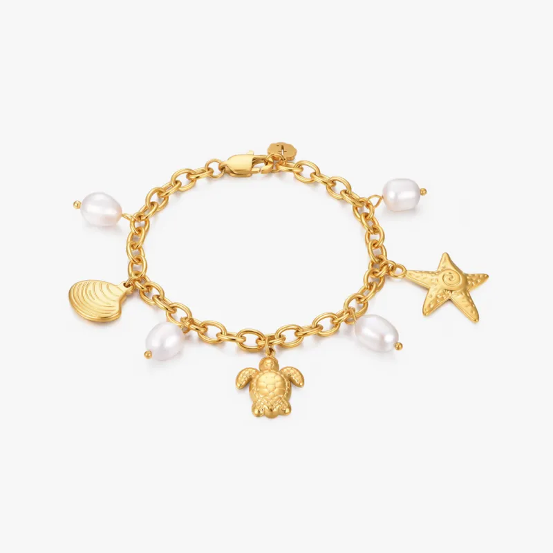 Ocean Muse Pearl Charm Bracelet made by Flaire & Co.