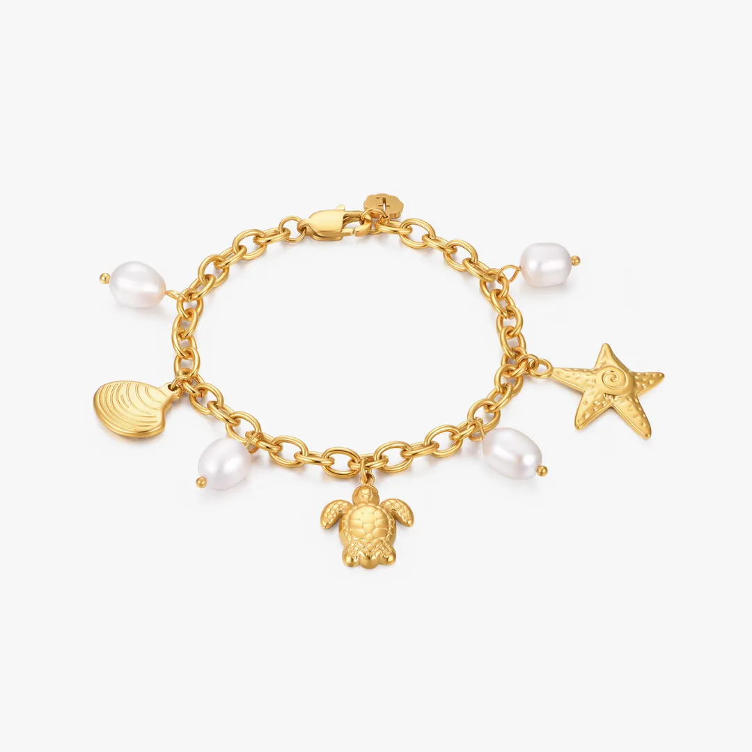 Ocean Muse Pearl Charm Bracelet sold by Flaire & Co.