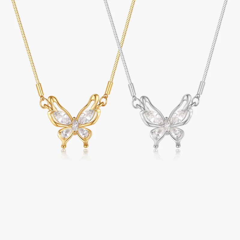 Crystal Butterfly Necklace made by Flaire & Co.