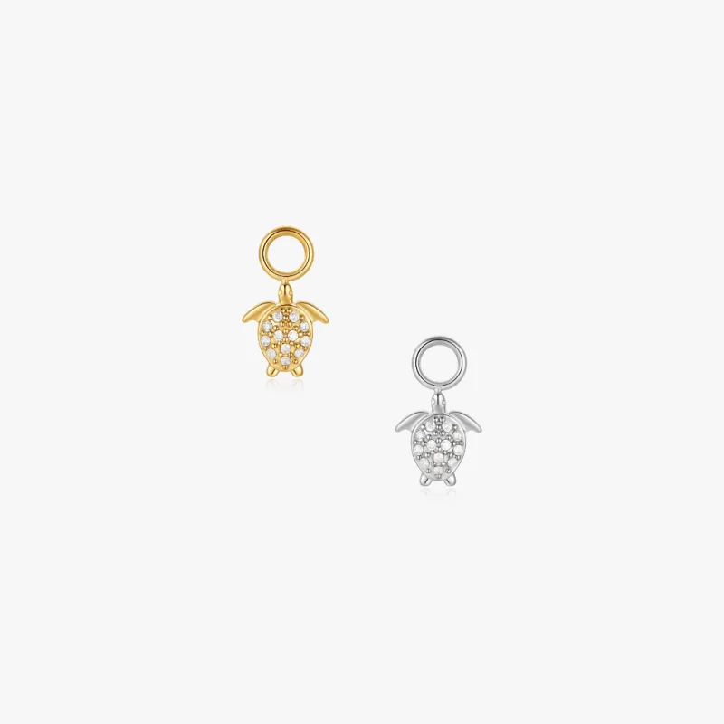 Sea Turtle Pave Hoop Charm (Single) made by Flaire & Co.