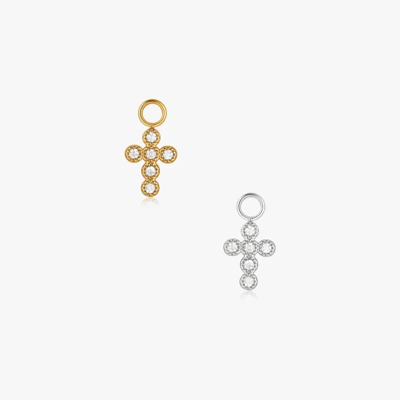 Pave Cross Hoop Charm (Single) made by Flaire & Co.