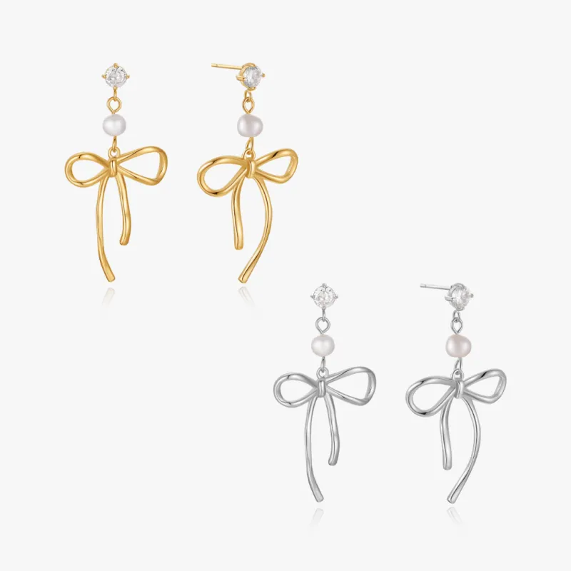 Darling Pearl Bow Earrings made by Flaire & Co.