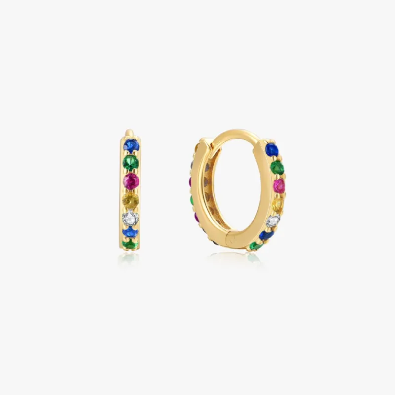 Colorful Gems Huggies in Gold sold by Flaire & Co.