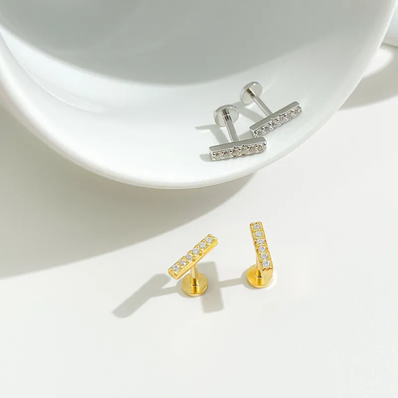 Crystal Bar Threadless Flat Back Stud sold by Flaire & Co.