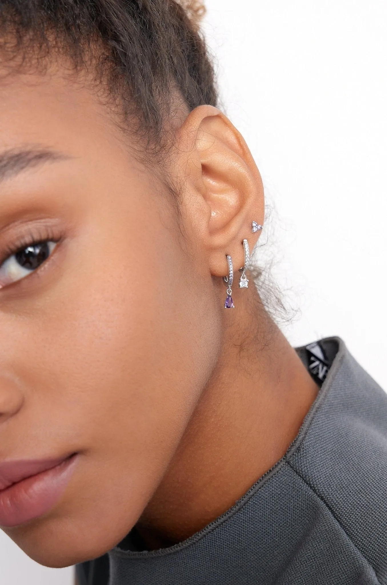 Purple Twinkle Sterling Studs in Silver sold by Flaire & Co. product image thumbnail 2