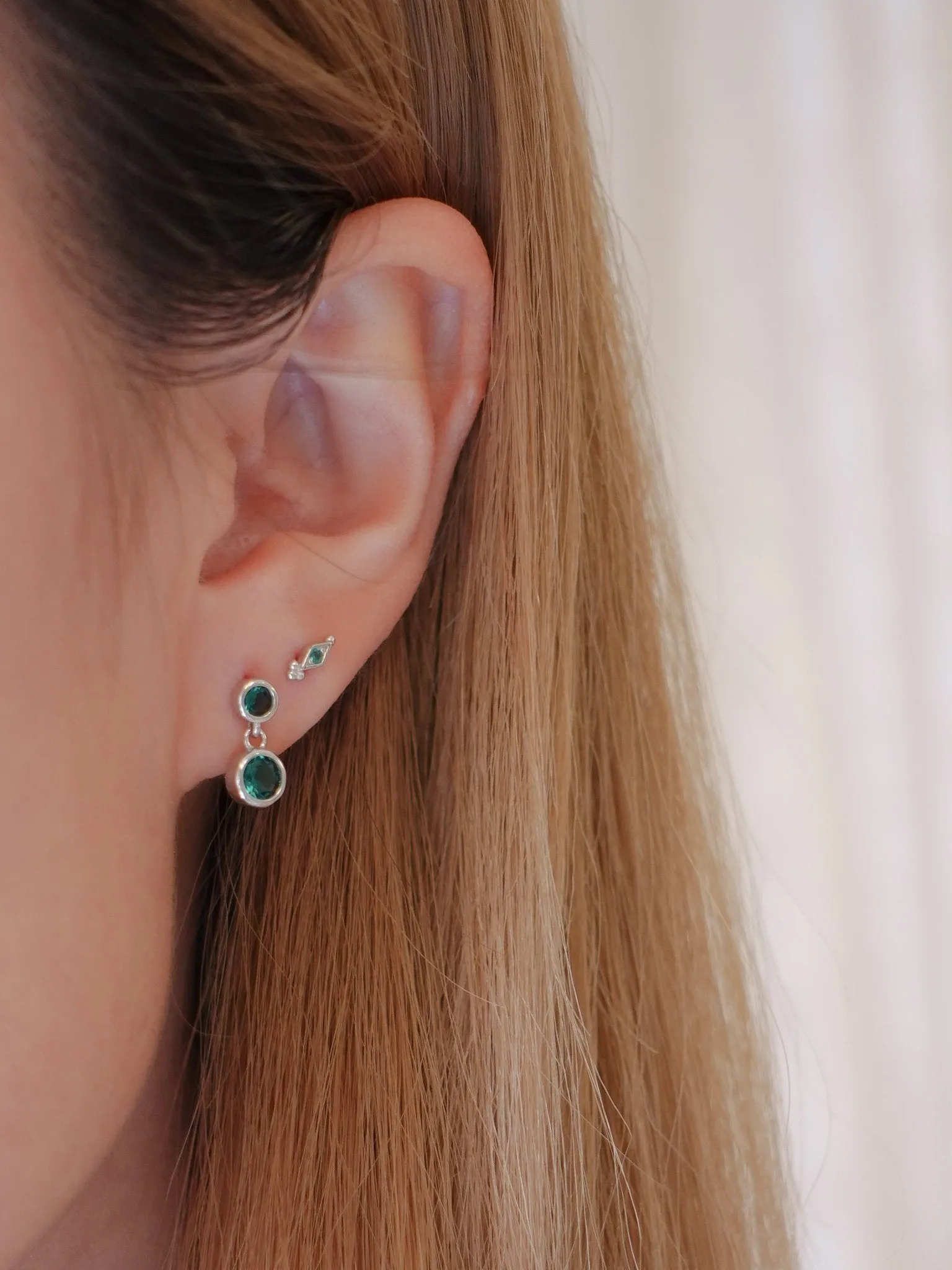 Green Gem Freya Studs in Silver sold by Flaire & Co. product image thumbnail 3