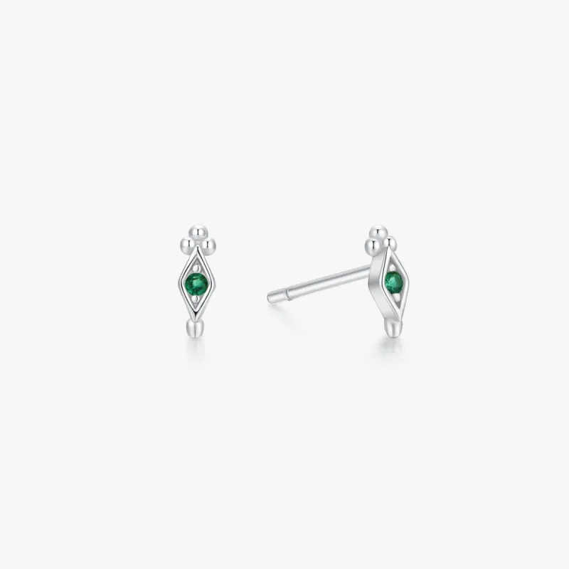Green Gem Freya Studs in Silver sold by Flaire & Co.