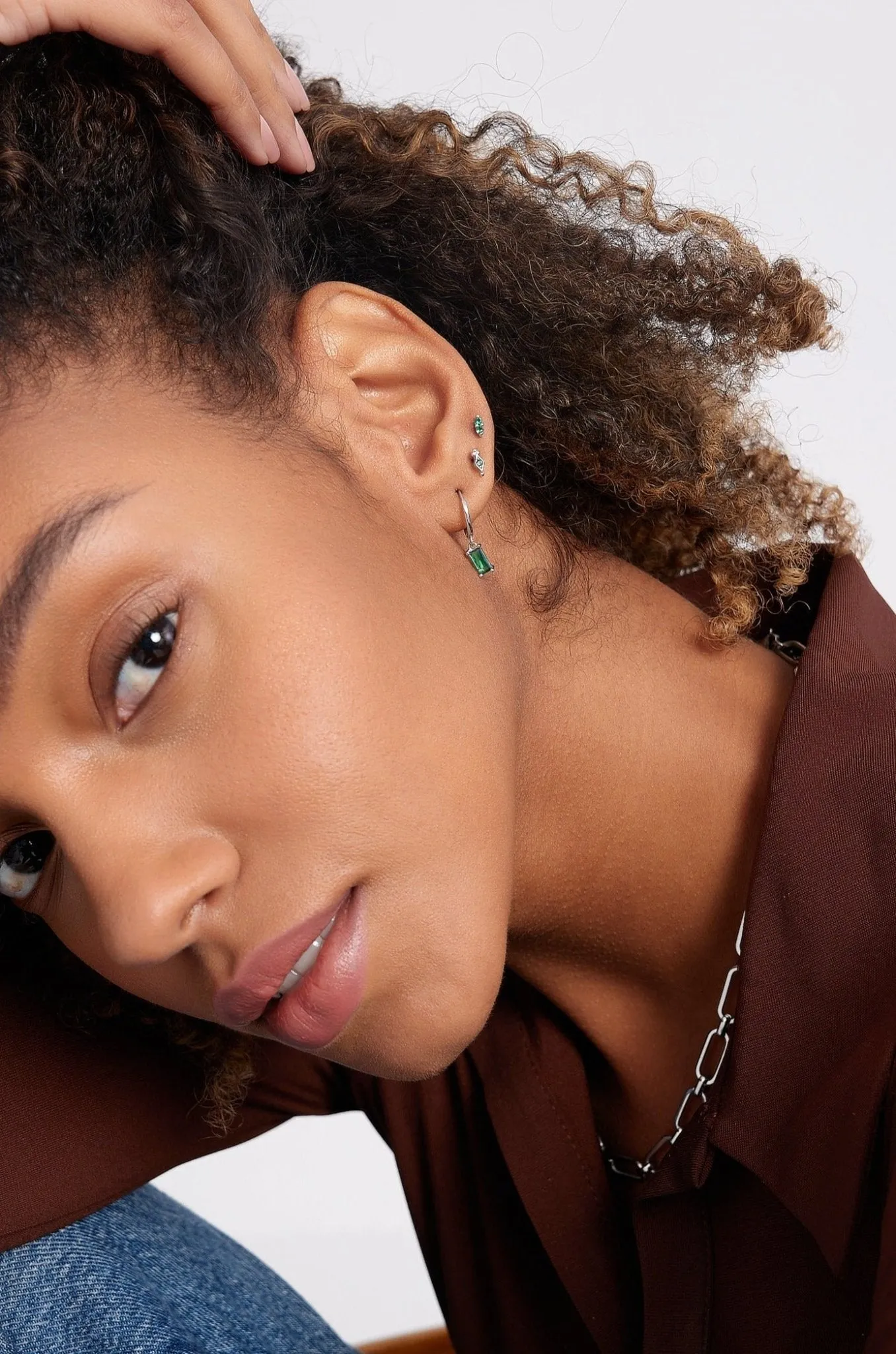 Green Gem Freya Studs in Silver sold by Flaire & Co. product image thumbnail 2